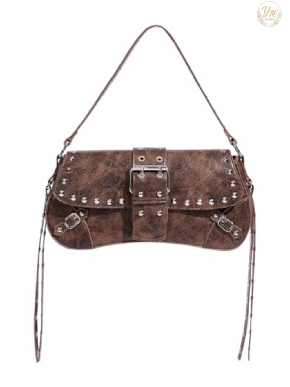 Faux Leather Mini Punk Shoulder Bag Studded Goth Purse